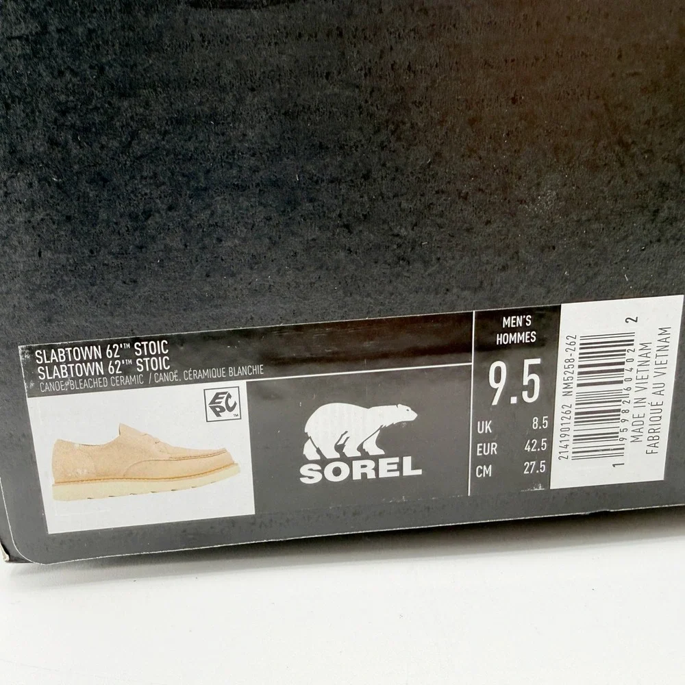 Sorel Slabtown 62 Stoic Shoes Size 9.5 Mens Canoe / Ceramic Suede Moc Toe NEW